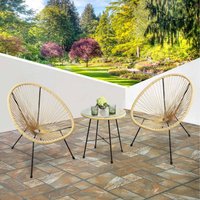 3pcs Bistro Egg Designer String Chair Garden Set - Natural