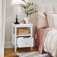 1 Drawer Bed Side Table - White