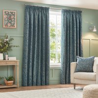 Grantley Jacquard Pencil Pleat Curtains - Wedgewood / 183cm / 117cm