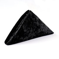 Crushed Velvet Table Napkins with Hemmed Edges - Black