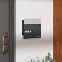 HOMCOM Galvanised Steel Wall Mounted Post Box with Viewing Window - Dark Grey