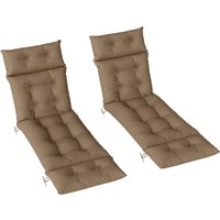 Outsunny 190x56 cm Sun Lounger Cushions Only Set of 2 - Khaki