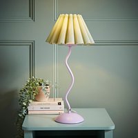 Wiggle Pastel Metal Table Lamp with Sage Pleated Tapered Shade and LED Bulb - Purple