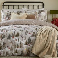 Forest Festivities Printed Duvet Cover Set - Natural / Double