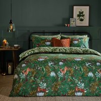 Into The Woods Printed Reversible Duvet Cover Set - Green / Double