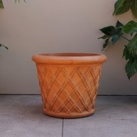 Round Concrete Garden Planter in Terracotta 37cm - Terracotta / 70l