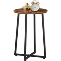 Round Side Table - Rustic Industrial Design for Small Spaces - Brown