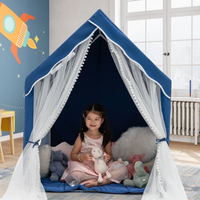 Kids Play Tent with Washable Mat - Blue