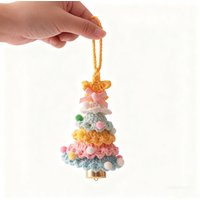 Gradient Yarn Hand Crocheted Christmas Tree Pendant - Sky Blue Gradient