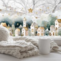 Christmas Winter Scene Window Sticker - Soft Ivory / 37cm
