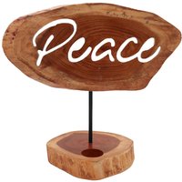 Handmade Wooden Candle Holders - Peace - Brown