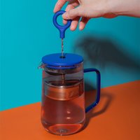 La Cafetire 'Gyro' 4 Cup Glass Spinning Tea Infuser with Blue Lid, 1.25L - Blue