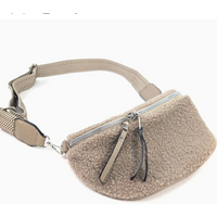 Crossbody Sling Teddy Bear Bag - Mink