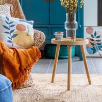 Round Wooden Side Table - Natural