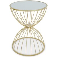 Jolie Hourglass Mirrored Top Gold Frame Side Table - Gold