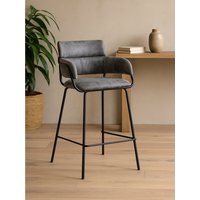 Tamzin Grey Faux Leather Bar Chair - Black