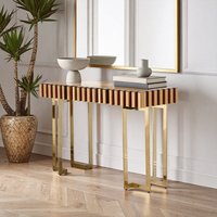 Rivoli Mirrored Top Console Table With Gold Polished Frame - Gold