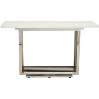 Moda White Faux Marble Console Table With Silver Finish Frame - Silver