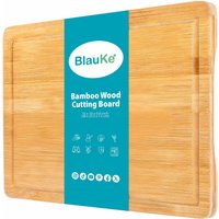 BlauKe Wood Cutting Board for Kitchen - 38x25cm Large Bamboo Cutting Board with Juice Groove - Beige / 38 x 25 cm