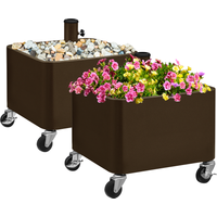 4 Wheels Metal Fillable Umbrella Base - Brown