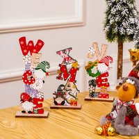 Pack of 3 Christmas Desktop Wooden Santa Letter Ornaments - Red