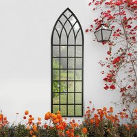 MirrorOutlet Rustic Arch Large Outdoor Garden Wall Mirror 160 x 47.5cm - Antique Black