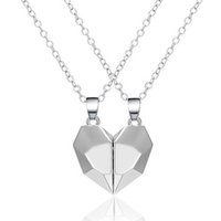 Love Heart Magnet Couple Necklace - White