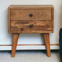 Solid Wood Mini Oak-ish Modern Bedside - Brown