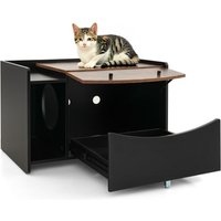 Cat Litter Box Enclosure with Drawer - Black