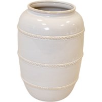 Four Candle Large Natural Rustic Ceramic Vase with Rope Detail