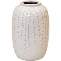 Four Candle Medium Cream Ceramic Ribbed Vase