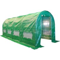BIRCHTREE, BIRCHTREE Galvanised Frame Polytunnel Greenhouse - Green / 19MM Gauge Steel Frame / 5M (L) x 2M (W) x 2M (H) BIRCHTREE, BIRCHTREE Galvanised Frame Polytunnel Greenhouse - Green / 19MM Gauge Steel Frame / 5M (L) x 2M (W) x 2M (H)