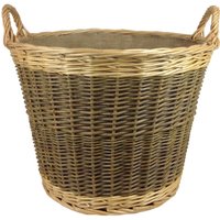 Unpeeled Log Basket with Lining - Brown