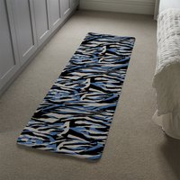 Abstract Zebra Skin Runner Rug - Blue