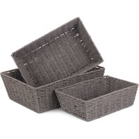 Grey Paper Rope Serving Tray - Grey / 14cm