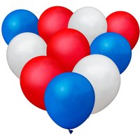 Pack of 100 Red, Blue & White Latex Balloons for all occasions - Red Blue White