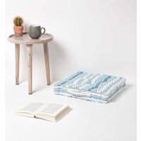 Homescapes Cotton New England Stripes Floor Cushion - Blue / 10cm