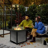 Outsunny Square Propane Gas Fire Pit Table, 50000 BTU - Grey