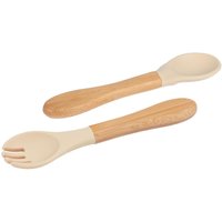 Bamboo Baby Weaning Fork Spoon Set - Beige
