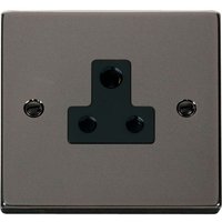 Black Nickel 1 Gang 5A Round Pin Socket - Black Nickel