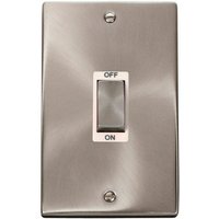 Satin Brushed Chrome 2 Gang Ingot Size 45A Switch - White