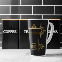 Art Deco Retro Latte Mug - Black