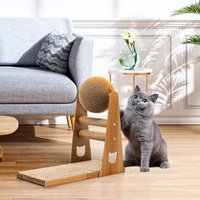 Cat Scratching Board with Sisal Ball - Wood / 42cm