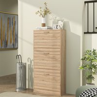 HOMCOM Shoe Cabinet with 3 Flip Drawers for 12 Pair of Shoes - Oak