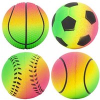 4 Small Neon Rubber Sports Balls Pet Dog Fetch Tennis Size Ball 6cm - Multicoloured