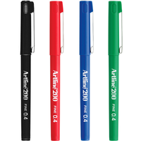 Artline 200 Fineliner Writing Pens - Assorted / 4