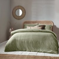 Lark Muslin Cotton Duvet Cover Set - Eucalpytus / Superking