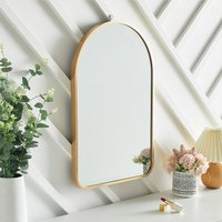 Arch-Shaped Wall Mirror with Aluminum Alloy Frame - Gold