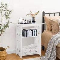 2-Tier PVC Side Table Small Nightstand for Bedroom - White / 2.33kg