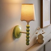 Bobbins Pastel Wall Light with Scallop Shade - Sage Green / 1 / No